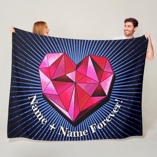 Name Hinzufügen von Text, rot, geometrischer Herz- Fleecedecke (Beispiel)