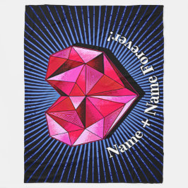 Name Hinzufügen von Text, rot, geometrischer Herz- Fleecedecke