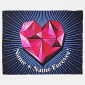 Name Hinzufügen von Text, rot, geometrischer Herz- Fleecedecke (Vorderseite (Horizontal))