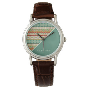 Name hinzufügen  Wasserfarbiges Tribal Armbanduhr