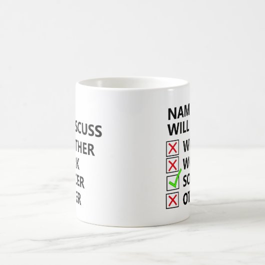 Name hinzufügen wird diskutieren - SOCCER oder jed Kaffeetasse (Mittel)