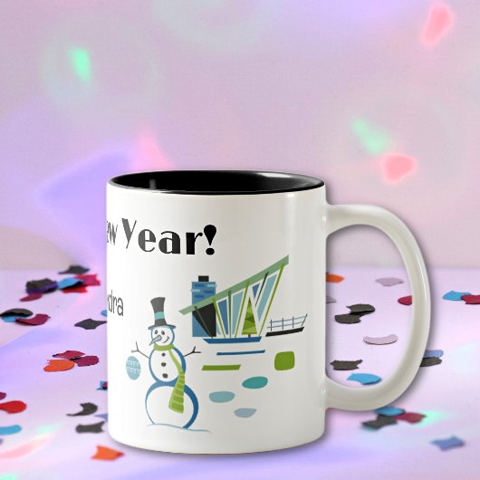 Name, HNY Happy New Year 11oz Retro Zweifarbige Tasse