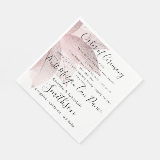 Name Hochzeitsprogramm Rose Blumenzitate Serviette (Ecke)