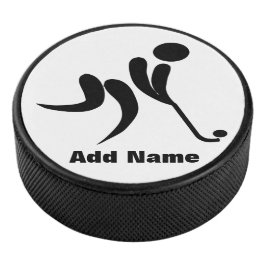 Name Hockey Player Stick Puck Schwarz-weiß hinzufü