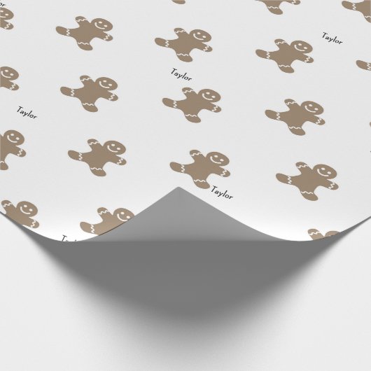 Name, Holiday Gingerbread Man Pattern 29in x 6ft Geschenkpapier (Ecke)