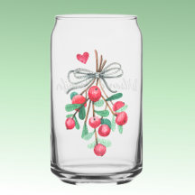 Name, Holiday Watercolor Mistelzweig & Beeren 16oz