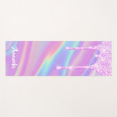 Name Holographic Pink Tropfens Unicorn Pastels Yogamatte (Vorderseite (Horizontal))
