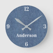 Name || Home Office Classic Blue Denim Print 8-in Runde Wanduhr (Vorderseite)