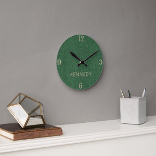 Name Home Office Classic Green Denim Druck 8 Zo Runde Wanduhr