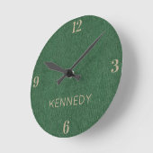 Name || Home Office Classic Green Denim Print 8-in Runde Wanduhr (Winkel)