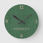 Name || Home Office Classic Green Denim Print 8-in Runde Wanduhr (Vorderseite)