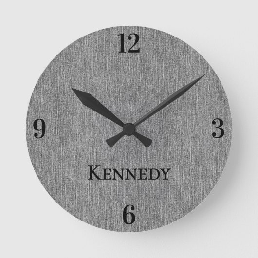 Name || Home Office Classic Grey Denim Print 8-in Runde Wanduhr (Vorderseite)