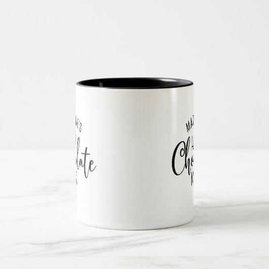 Name Hot Chocolate Script Zweifarbige Tasse (Mittel)