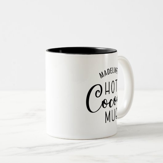 Name Hot Cocoa Script Zwei-Tone-Kaffee-Tasse Zweifarbige Tasse (VorderseiteRechts)
