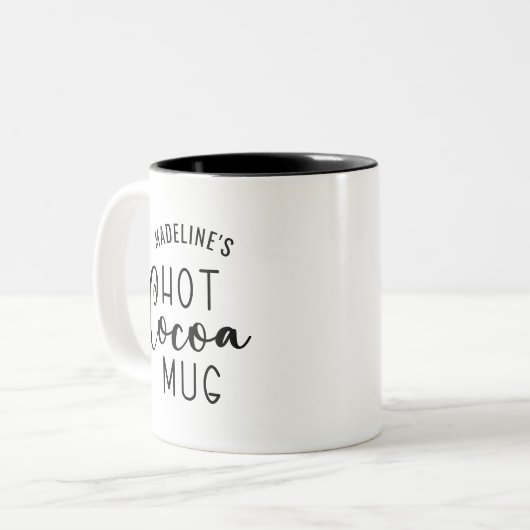 Name Hot Cocoa Script Zwei-Tone-Kaffee-Tasse Zweifarbige Tasse (Vorderseite Links)