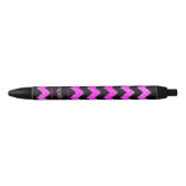 Name Hot Pink Zig Zag auf schwarz Kugelschreiber (Vorderseite)