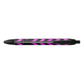 Name Hot Pink Zig Zag auf schwarz Kugelschreiber (Rückseite)