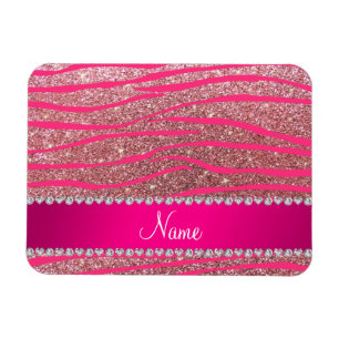 Name Hot rosa zebra stripes pastellrosa Glitzer Magnet
