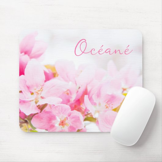 Name Hübsch rosa Blüten Maus Pad Mousepad (Mit Mouse)