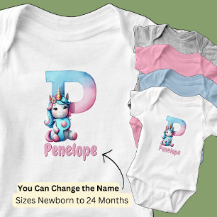 Name Hübsch rosa Niedlicher Buchstabe P Einfärbung Baby Strampler