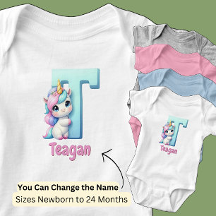 Name Hübsch rosa Niedlicher Buchstabe T Einfärbung Baby Strampler