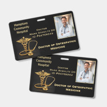 Name-ID-Karte für Doktor der Osteopathischen Mediz