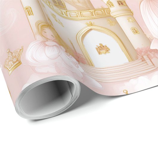 Name Ihre Prinzessin und Schloss Pink ID1053 Geschenkpapier (Rolleneckpunkt)