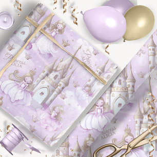 Name Ihrer Prinzessin und Burg Lavender ID1053 Geschenkpapier