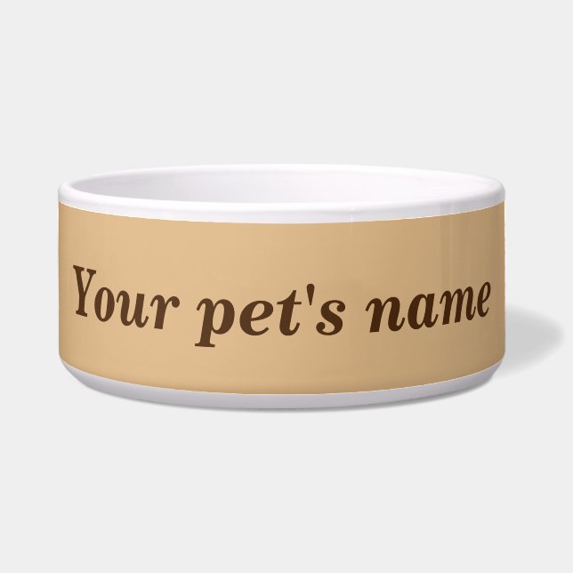 Name Ihres Hauses auf hellbraunem Hintergrund auf  Napf (Vorderseite)