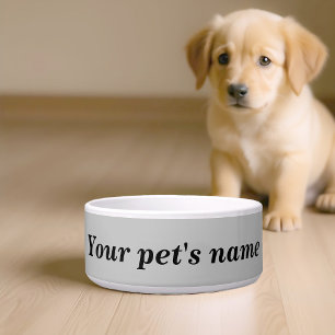 Name Ihres Hundes mit grauem Hintergrund auf Futte Napf