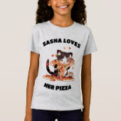 Name Ihres Kindes... Lieben Pizza Niedlich Cat T-Shirt (Vorderseite)
