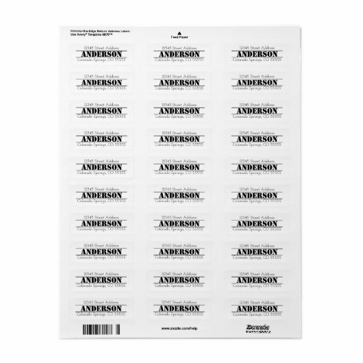 Name im Zentrum - Rücksendeadresse (Vorne)