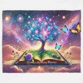 Name, Imagination Tree Growing from Reading Book, Fleecedecke (Vorderseite (Horizontal))