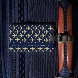 Name Imitate Gold Airplanes Reisen Gepäckanhänger