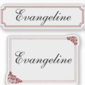 Name in Cursive Script with Burgundy Borders Aufkleber (Vorderseite)