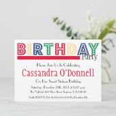 Name in Lights Birthday Party Einladungen (rot) (Stehend Vorderseite)