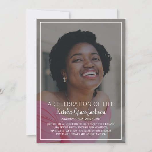 Name in Script Foto Feier des Lebens Einladung (Vorderseite)