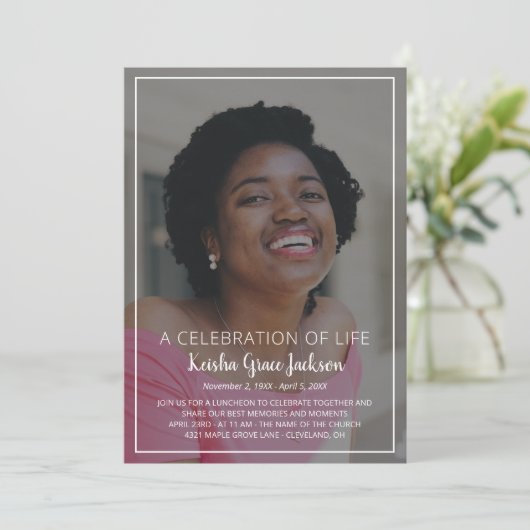 Name in Script Foto Feier des Lebens Einladung (Stehend Vorderseite)