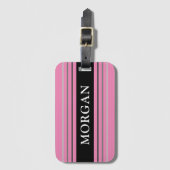 Name in Weiß, Schwarz und Grau Streifen, rosa Gepäckanhänger (Vorderseite Vertikal)