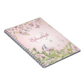 Name + Initial Girly Pink Wildblumen + Schmetterli Notizblock (Rechte Seite)