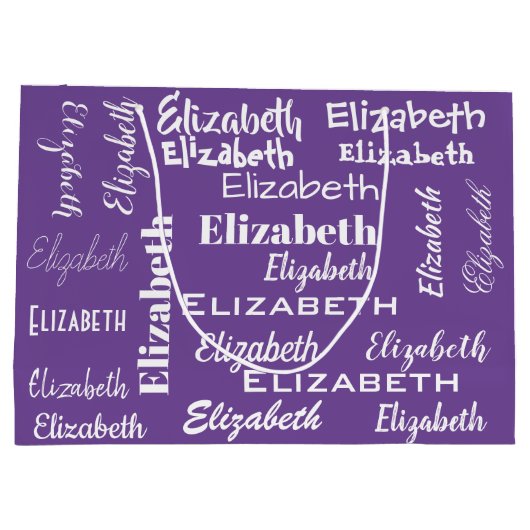 Name Initial Monogram Lila Personalisiertes Gesche Große Geschenktüte (Rückseite)