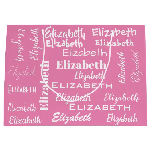 Name Initial Monogramm Pink Personalisiertes Gesch Große Geschenktüte (Vorderseite)