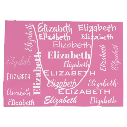 Name Initial Monogramm Pink Personalisiertes Gesch Große Geschenktüte (Rückseite)