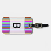 Name-Initiale + Streifen der verschiedenen Farben Gepäckanhänger (Vorderseite horizontal)