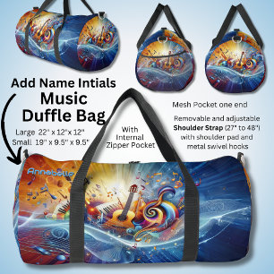Name, Initialen, Explosion von Musiknoten Abstrakt Duffle Bag