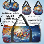 Name, Initialen, Explosion von Musiknoten Abstrakt Duffle Bag