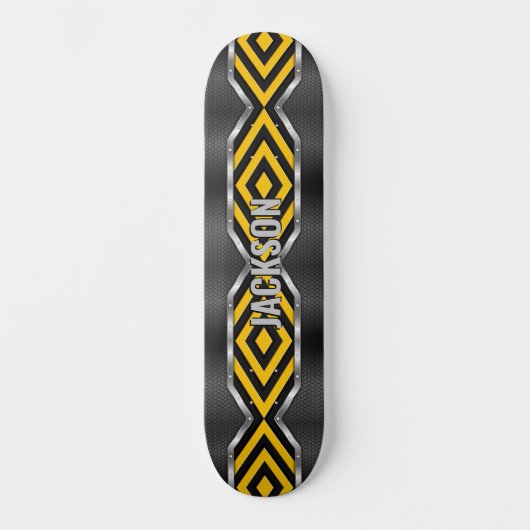 Name-Initialen hinzufügen, Metallisches Silbergelb Skateboard (Vorderseite)