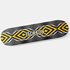 Name-Initialen hinzufügen, Metallisches Silbergelb Skateboard