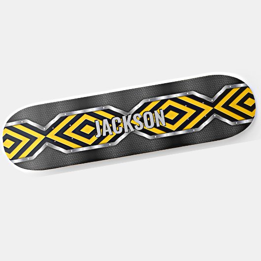 Name-Initialen hinzufügen, Metallisches Silbergelb Skateboard