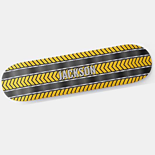 Name Initialen hinzufügen, Silver Yellow Black Arr Skateboard